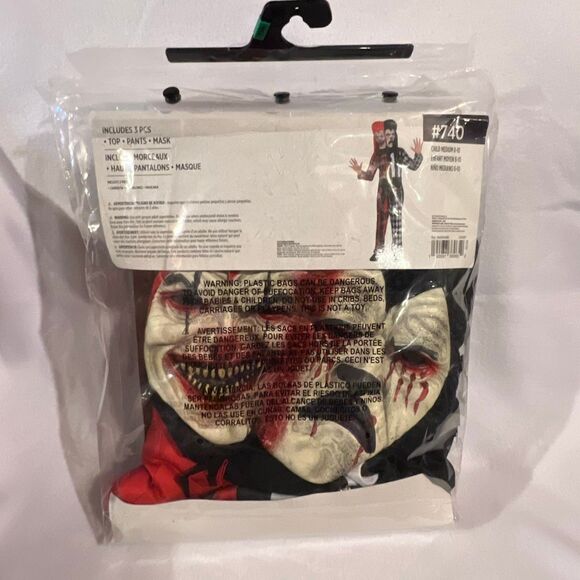 Party City Child Two-Faced Jester Evil Clown Circus Halloween Costume Medium NWT - Picture 2 of 2